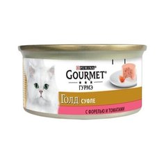 Gourmet Консервы Суфле для кошек Gourmet Gold форель с томатами для кошек 12376363/12439916, 0,085 кг (10 шт)