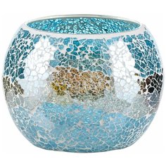 Ваза для цветов 13см ,стекло ,серебристо-голубая,YM1579 Todi