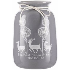 Ваза для цветов " Олени" 12*17,5см , керамика ,серая (YM1488) Todi