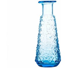 Ваза для цветов " Рельеф"25см ,стекло, голубая,YM1352 Todi
