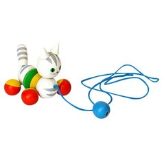 Деревянная игрушка каталка КЛИМО - Мурзик 7 см - ручная работа, натуральный материал