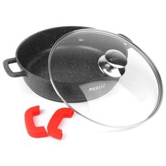 Сотейник Kelli KL-4001, 28 см, с крышкой, серый мрамор