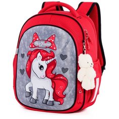 Школьный рюкзак (ранец) с анатомической спинкой для девочки Skyname / Winner one с Единорогом для младших классов (R4-403)