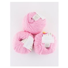 Пряжа Пехорка Детский каприз 3, 50 % шерсть, 50 г, 225 м, 3 шт., 180 светлая бегония