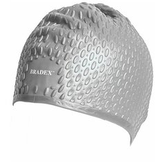 Шапочка для плавания силиконовая, бабл, серая Bradex