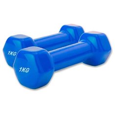 Набор гантелей обрезиненных по 1 кг, синие, 2 шт Bradex