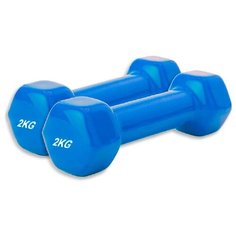 Набор гантелей обрезиненных по 2 кг, красные, 2 шт Bradex