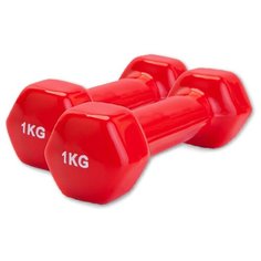 Набор гантелей обрезиненных по 1 кг, красные, 2 шт Bradex
