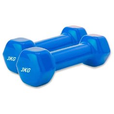 Набор гантелей обрезиненных по 3 кг, синие. 2 шт Bradex