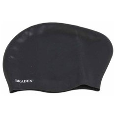 Шапочка для плавания силиконовая для длинных волос, черный Bradex