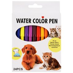 Фломастеры "Кот и пес", 24цв., смываемые, картон Art Space