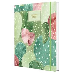 Записная книжка A5, 96л., 7БЦ Полином "Cactus", 70г/м2, на резинке, ляссе, soft-touch, выб. лак