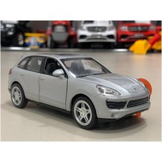 Металлическая масштабная модель PORSCHE Cayenne S 1:32 детская машинка открываются двери багажник инерционная свет звук коллекционная АВТОПАНОРАМА