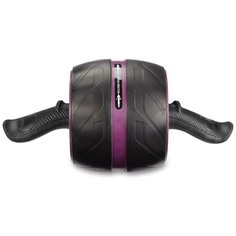 Ролик гимнастический 1 колесо INDIGO возвратный механизм с ковриком IN280 Черно-фиолетовый 16*16 см