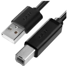 Кабель 0.5м USB (AM) - USB (BM) GCR для принтера, МФУ, сканера, HP, Cannon экран, армированный, морозостойкий черный