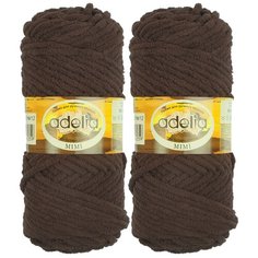 Пряжа Adelia MIMI 2шт, 100 % полиэстер, 100 г, 80 м, 2 шт., №12 коричневый
