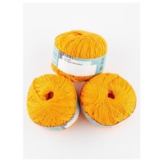 Пряжа Пехорка Ажурная, 100 % хлопок, 50 г, 280 м, 3 шт., 485 желто-оранжевый