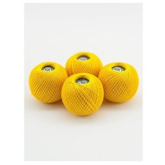 Пряжа ПРЯДИЛЬНО-НИТОЧНЫЙ КОМБИНАТ ИМЕНИ С.М. КИРОВА Ирис, 100 % хлопок, 25 г, 150 м, 4 шт., 0305 желтый