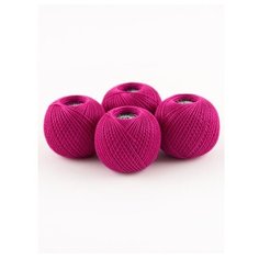 Пряжа ПРЯДИЛЬНО-НИТОЧНЫЙ КОМБИНАТ ИМЕНИ С.М. КИРОВА Ирис, 100 % хлопок, 25 г, 150 м, 4 шт., 1112 малиновый