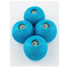 Пряжа ПРЯДИЛЬНО-НИТОЧНЫЙ КОМБИНАТ ИМЕНИ С.М. КИРОВА Ирис, 100 % хлопок, 25 г, 150 м, 4 шт., 3010 яр.морская волна