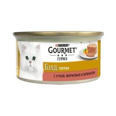 Gourmet Консервы Кусочки в паштете Gourmet Gold с уткой, морковью и шпинатом по-французски для кошек - 12254204/12318157/12439967, 0,085 кг (10 шт)