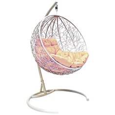 Подвесное кресло M-GROUP Круг ротанг белое , бежевая подушка