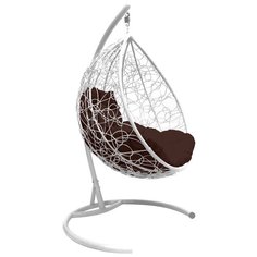 Подвесное кресло M-GROUP Капля ротанг белое , коричневая подушка
