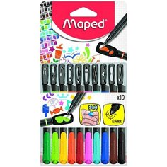 Набор капиллярных ручек Maped "Graph Peps Mania", с трафаретами, 10 цветов