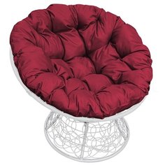 Садовое кресло Папасан ротанг белое, бордовая подушка M Group