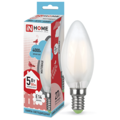 Светодиодная лампа In Home LED-СВЕЧА-deco 5Вт 230В Е14 4000К 450Лм матовая 4690612006765