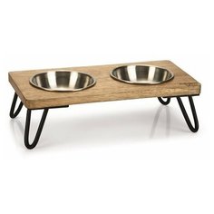 Beeztees 653906 Миска д/кошек на деревянной подставке LINGA 31*16*10см