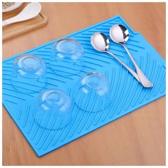 Силиконовый коврик для сушки посуды ZDK (голубой)