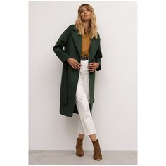 Пальто прямого силуэта из 100% шерсти R059/earth Зеленый 46 Emka Fashion