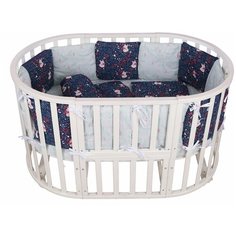 Бортик в кроватку 12 предметов (12 подушек-бортиков) AmaroBaby лисички (синий)