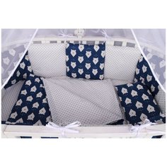 Amarobaby бортик в кроватку Белые медведи (12 предметов) синий