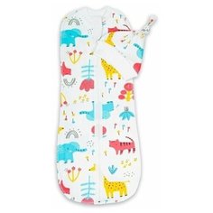 Пеленка (кокон на молнии) с шапочкой Amarobaby (Soft Hugs) 68/74 Зоопарк
