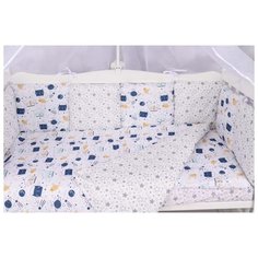 Amarobaby Бортик в кроватку Космос (12 предметов) белый