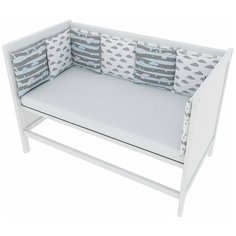 Бортик в кроватку 12 предметов (12 подушек-бортиков) AmaroBaby радуга (серый)