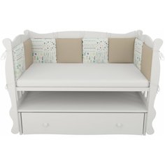 Бортик в кроватку 12 предметов AmaroBaby Абстракция, белый/коричневый (перкаль)