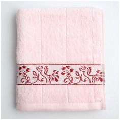 Полотенце банное, купальное для лица, рук AMARO HOME махровое 34*76 розовый