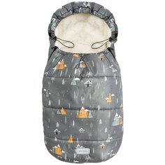 Конверт зимний меховой AMAROBABY Горы, серый, 105 см.