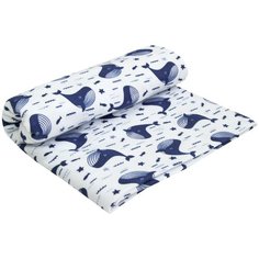 Пеленка трикотажная Amarobaby (Soft Hugs) Киты, белый, 120х90 см.