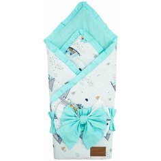 Одеяло на выписку AmaroBaby HAPPY Горы, белый/мята (перкаль)