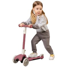 Самокат (кикборд) трехколесный Amarobaby City Move вишневый/серый