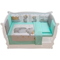 Комплект в кроватку 17 предметов (5+12 подушек-бортиков) AmaroBaby Little King, голубой