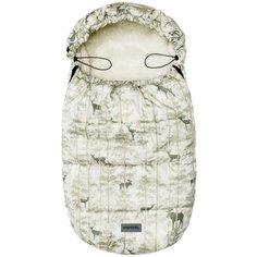 Конверт зимний меховой AMAROBABY Snowy Baby Олени, бежевый, 105 см.