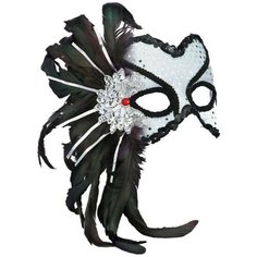 Маска серебро с перьями Forum Forum Novelties