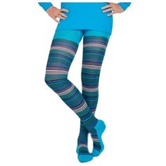 Колготки детские Norveg Soft Merino Wool 11SU (усиленная подошва), бирюзовый цветная полоска, 134-140