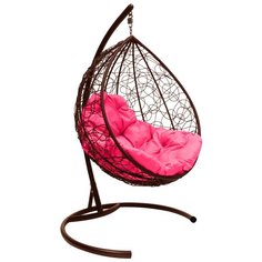 Подвесное кресло M-GROUP Капля ротанг коричневое , розовая подушка