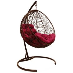 Подвесное кресло M-GROUP Круг ротанг коричневое , бордовая подушка